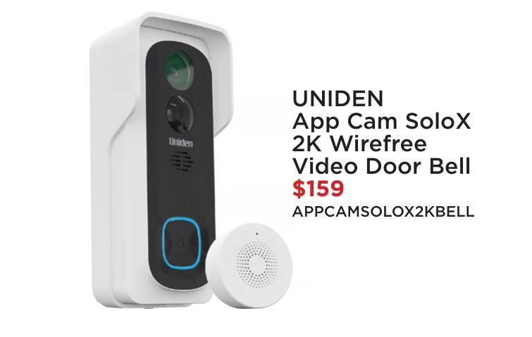 Uniden App Cam Solox 2K Wirefree Video Door Bell