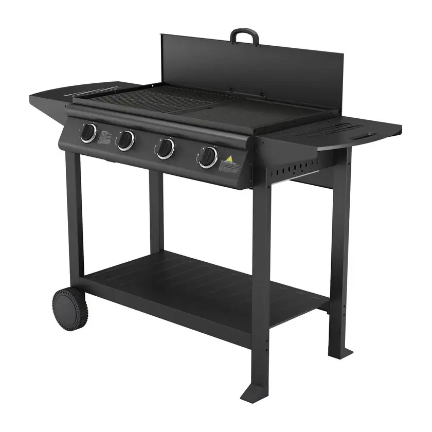 4 Burner Flat Top BBQ with Trolley