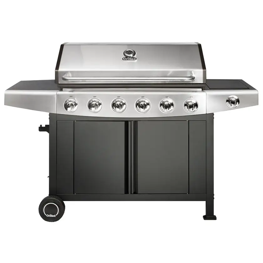 Grilled Yarra 6 Burner Hooded BBQ with Side Burner