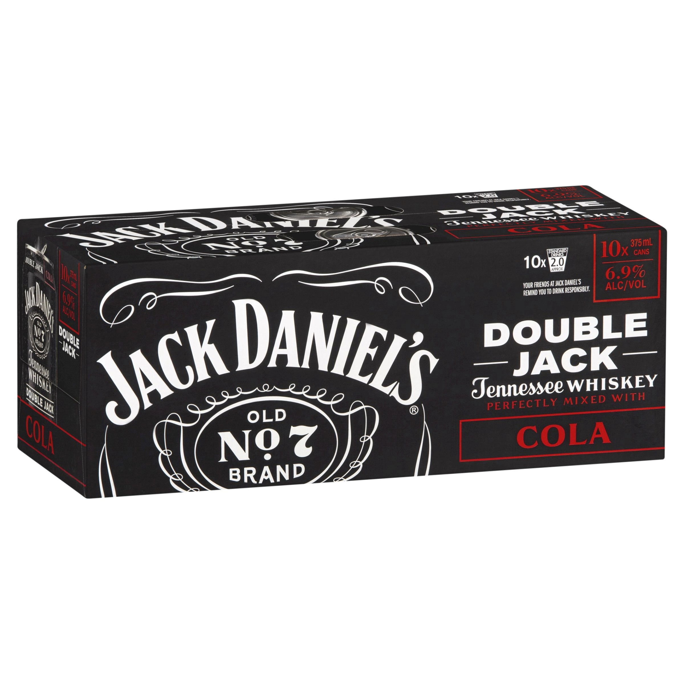 Jack Daniels Double Jack & Cola Cans 10x375ml