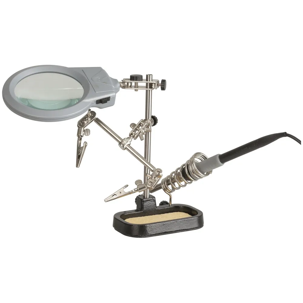 Holder PCB with LED Magnifier and Soldering Iron Stand