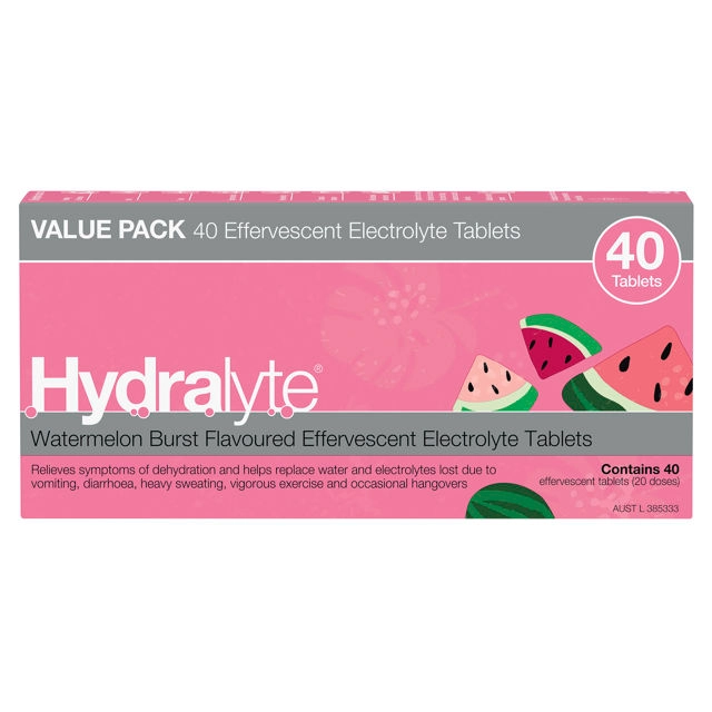 Hydralyte Watermelon Burst Flavoured Effervescent 40 Tablets