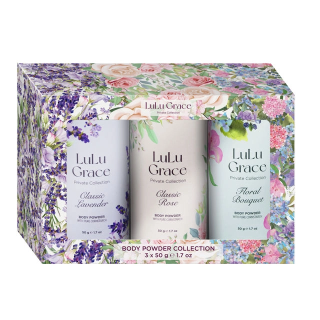 Lulu Grace Floral Collection 50g Body Powder Gift Set 3 Piece