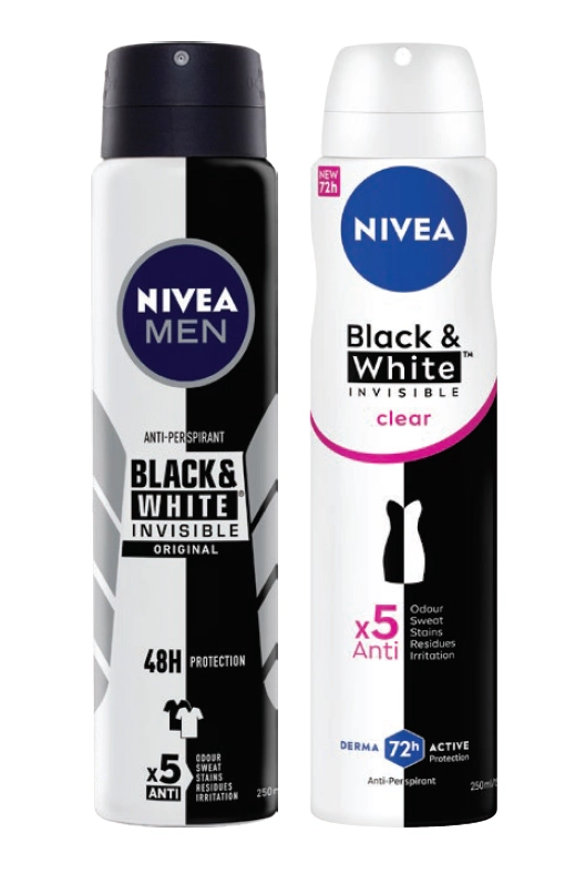 Nivea Men Anti-Perspirant Spray Invisible Black & White or Invisible For Black & White Clear 250ml