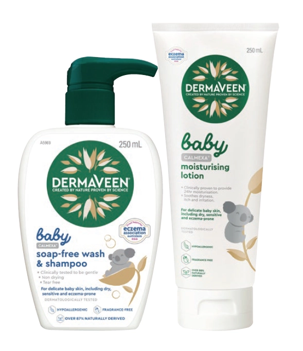 DermaVeen Baby Calmexa Soap Free Wash & Shampoo or Moisturising Lotion 250ml