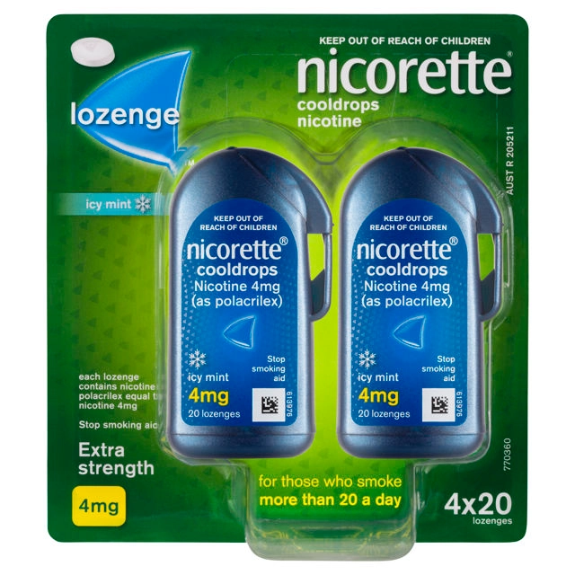 Nicorette Cooldrops 4mg Extra Strength 80 Lozenges