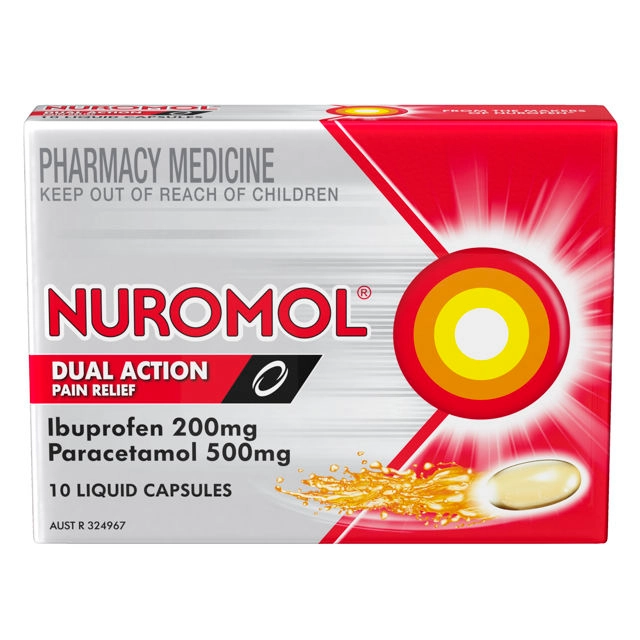 Nuromol Dual Action Ibuprofen 200mg & Paracetamol 500mg 10 Liquid Capsules