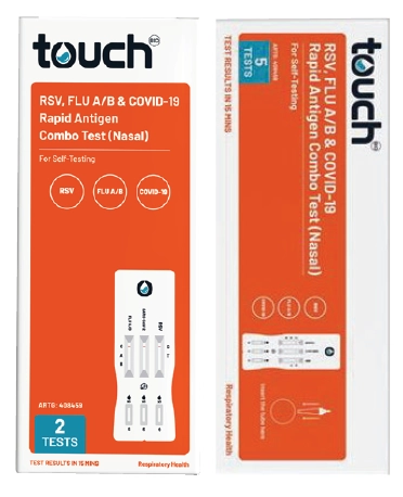 TouchBio RSV, Flu AB & COVID-19 Rapid Antigen Self-Testing 2 Pack or 5 Pack