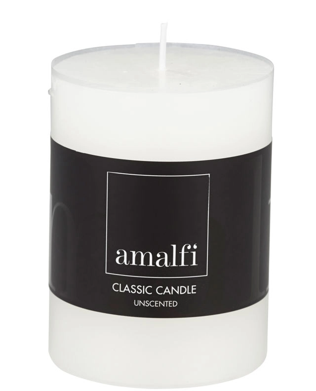 Amalfi Pillar Candle White 10cm