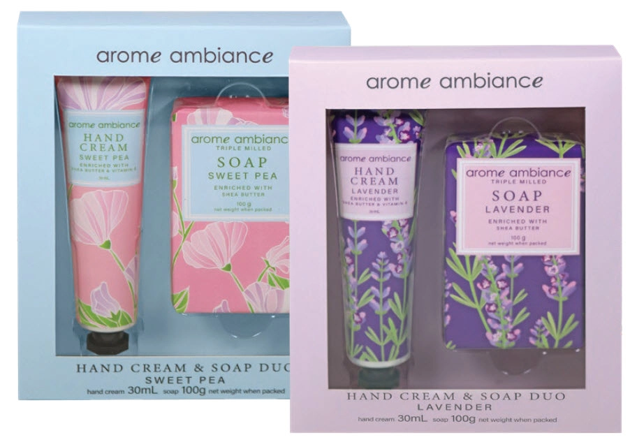 Arome Ambiance Floral Garden Hand Cream & Soap Duo Sweet Pea or Lavender 2 piece