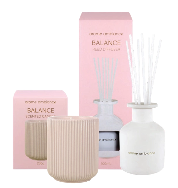 Arome Ambiance Scented Candle Balance 230g or Reed Diffuser Balance 100ml