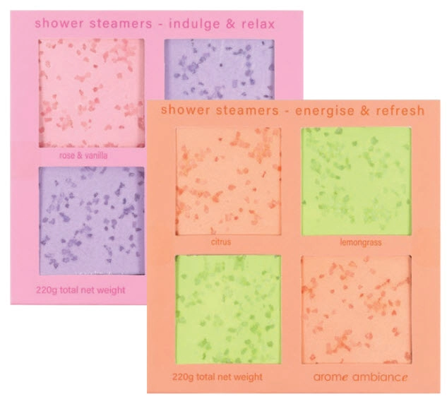 Arome Ambiance Shower Steamers Set Indulge Rose & Vanilla/Lavender or Energise Citrus/Lemongrass