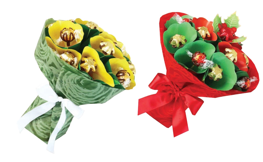 Edible Blooms Gold or Christmas Holly Bouquet