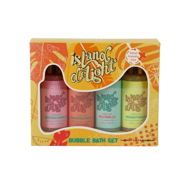 Island Delight Bubble Bath Set 4 Piece