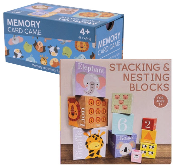 Kids By Splosh Memory Card Game or Cardboard Stacking Blocks