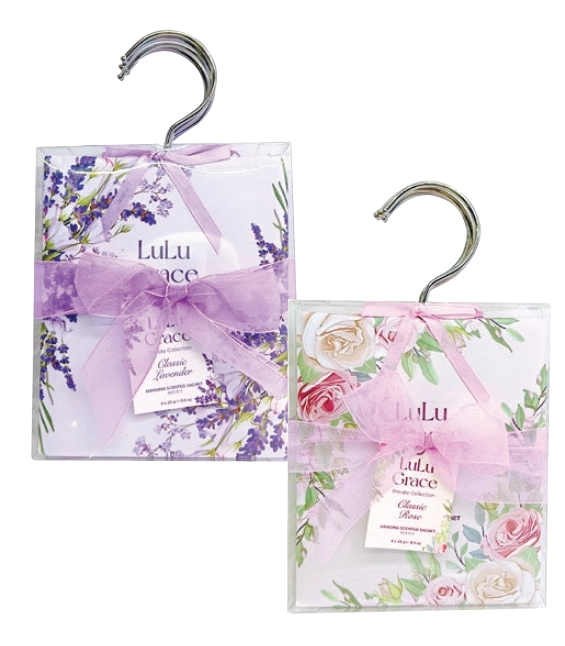 Lulu Grace Classic Lavender or Rose Scented Hanging Sachet 28g 4 Pack