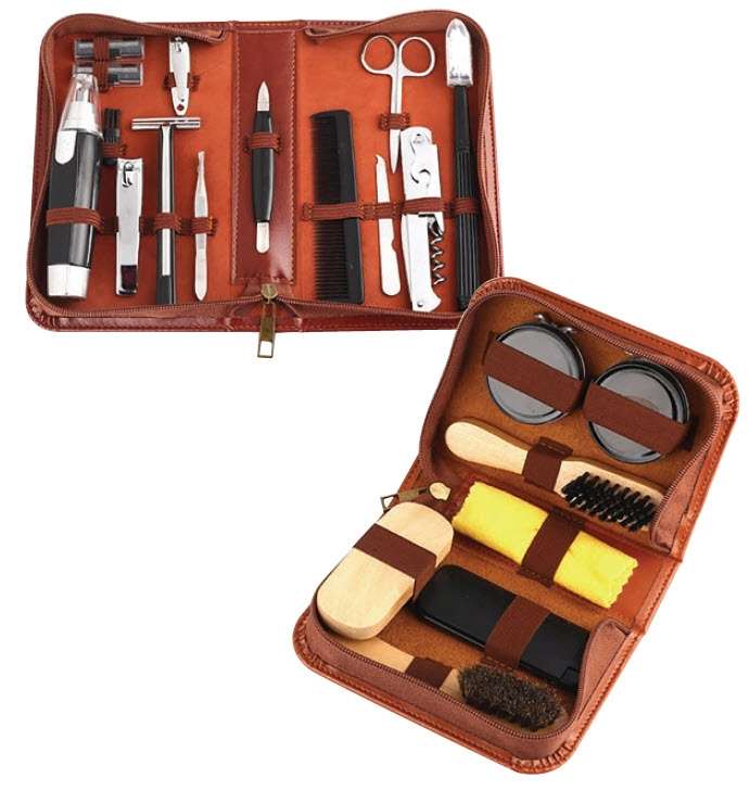 Men’s Republic Grooming Kit in Zipper Bag 12 Piece or Shoe Shine Kit in Zipper Bag 7 Piece