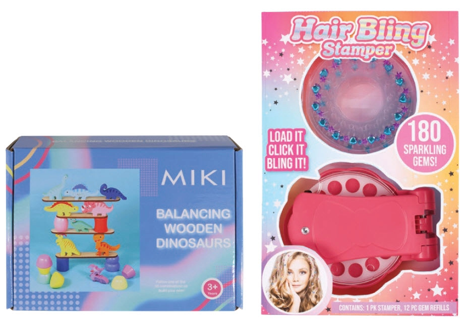 Miki Balancing Wooden Dinosaurs or Hair Bling Stamper with Gems