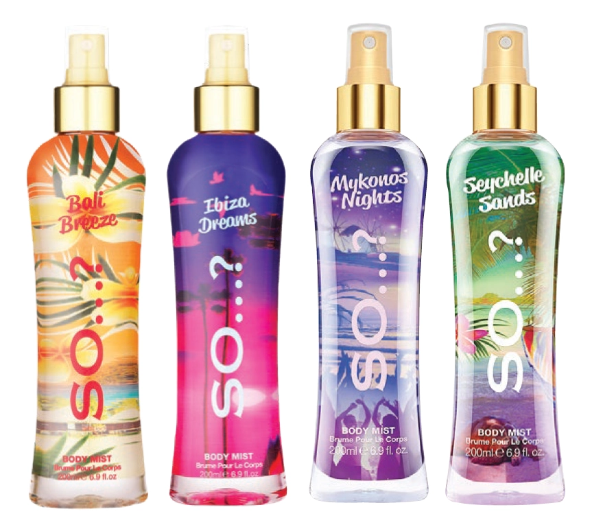 So…? Escapes Bali Breeze, Ibiza Dreams, Mykonos Nights, Seychelle Sands Body Mist 200ml