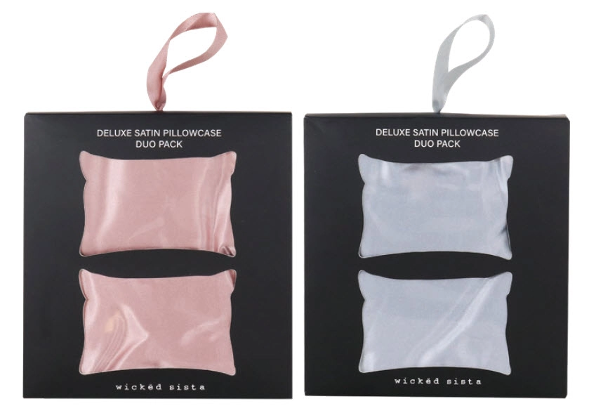 Wicked Sista Deluxe Satin Pillowcase Blush or Light Grey 2 Piece