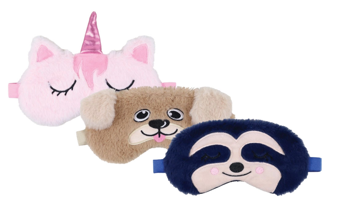 Wicked Sista Novelty Eye Mask Pink Unicorn, Puppy or Sleepy Sloth Navy