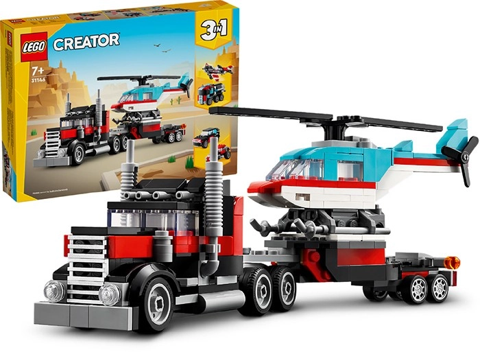 LEGO® Creator™ 3-in-1 Flatbed Truck with Helicopter 31146