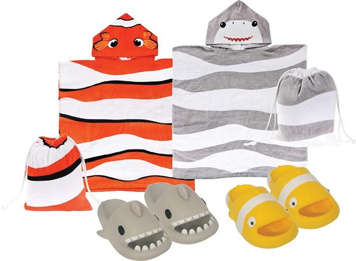 30% off Regular Price on Kids Fish Towels, Socks & Slides