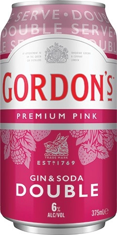 NEW Gordon's Premium Pink Gin & Soda Double 6% 4 Pack