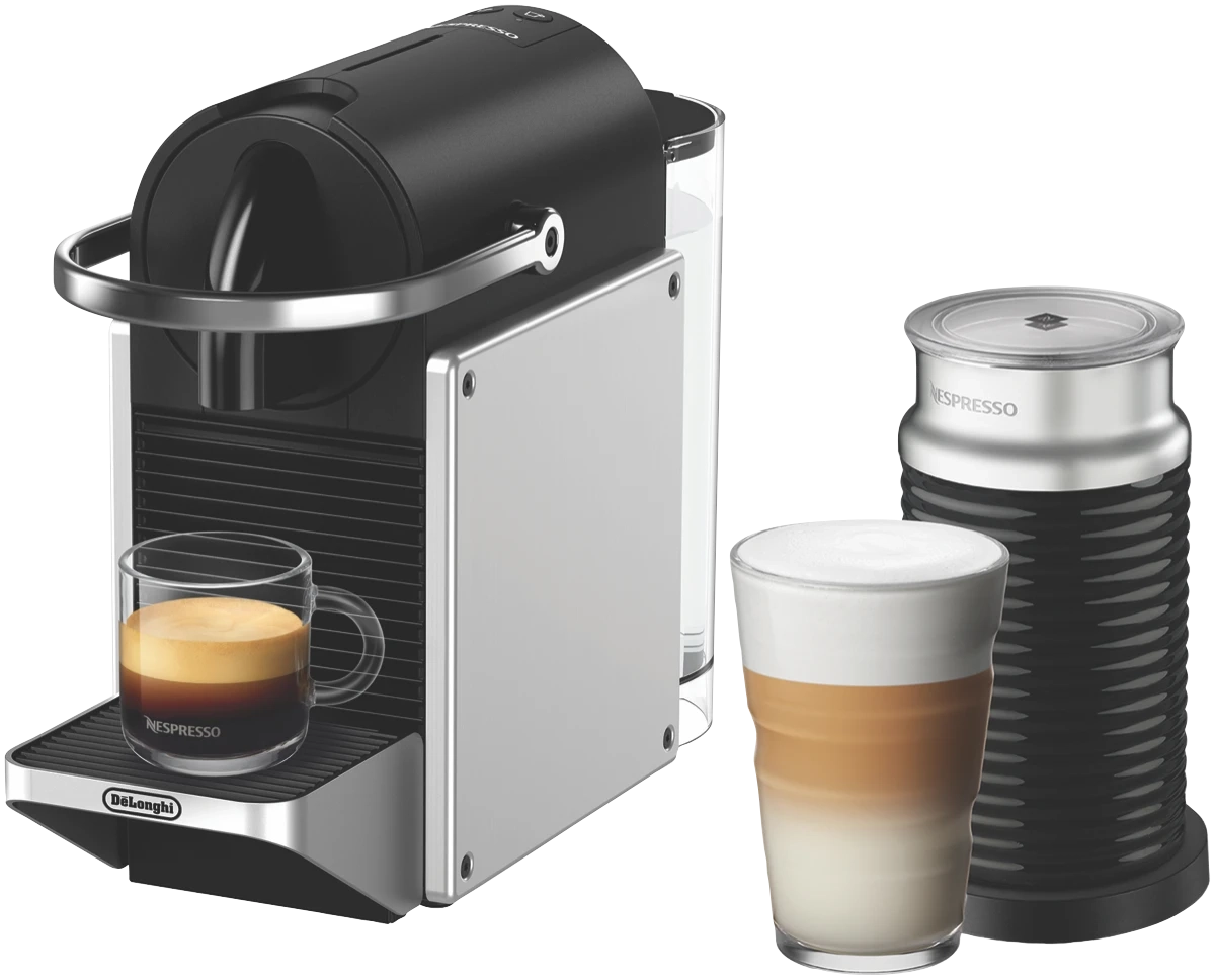 Nespresso Pixie Capsule Coffee Machine Silver & Aeroccino 3