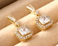 Gregory Ladner Square CZ Drop Earrings