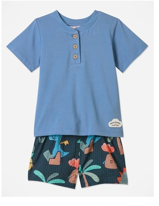 Jack & Milly Henley Tee and Dino Short PJ Set