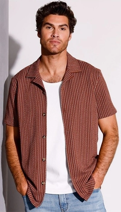 Maddox Knit Shirt - Burnt Orange