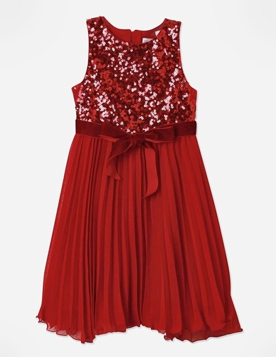 Origami Red Sequin Junior Dress