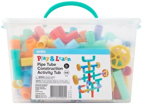 168 Piece Play and Learn Pipe Tube Construction Activity Tub