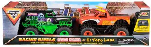 2 Pack Monster Jam RC 1:24 Grave Digger vs El Toro Loco Racing Rivals