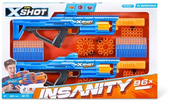 2 Pack Zuru X-Shot Insanity Berzerko Blaster 96 Darts