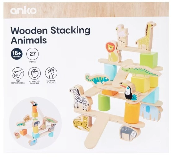 27 Piece Wooden Stacking Animals