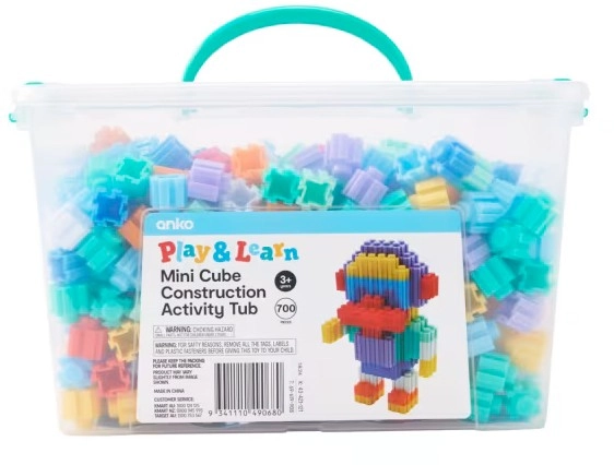 700 Piece Play and Learn Mini Cube Construction Activity Tub