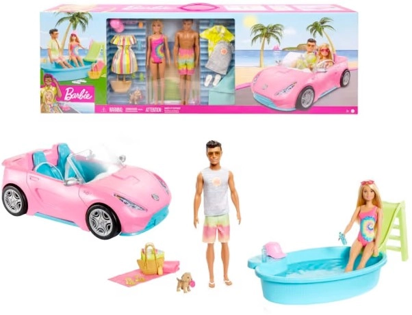 Barbie and Ken Convertible Car and Pool Gift Set