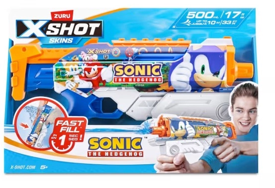 Zuru X-Shot Water Fast-Fill Skins Sonic The Hedgehog Hyperload Water Blaster