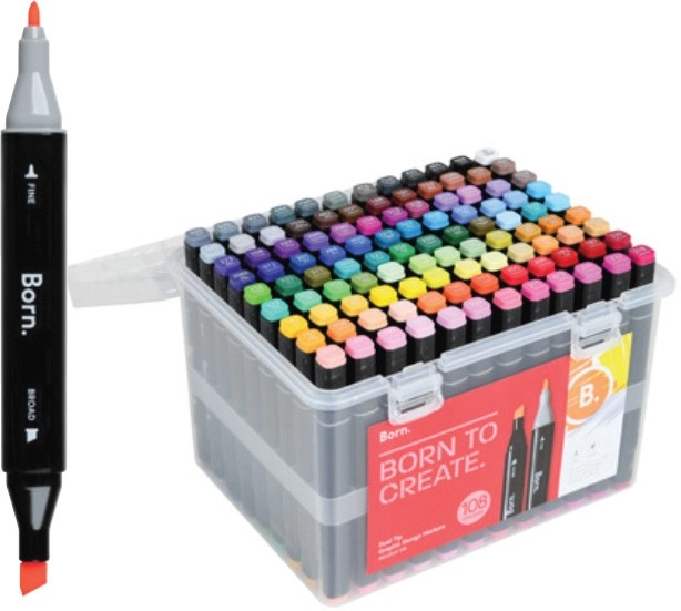 Born. 108 Pack Dual-Tip Graphic Design Markers