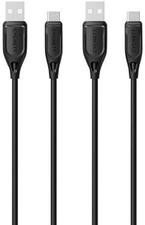 Cygnett Essentials USB-C to USB-A Cable 1m Black 2 Pack