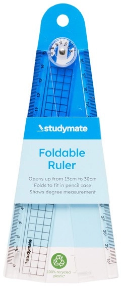 NEW Studymate Recycled Foldable Ruler 30cm Clear