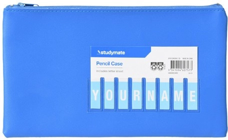 Studymate Single Zip Name Pencil Case - Blue