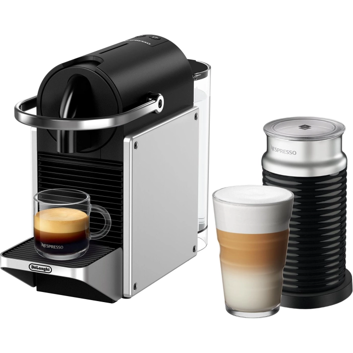 De'Longhi Pixie Nespresso Capsule Coffee Machine (Silver & Aeroccino3)