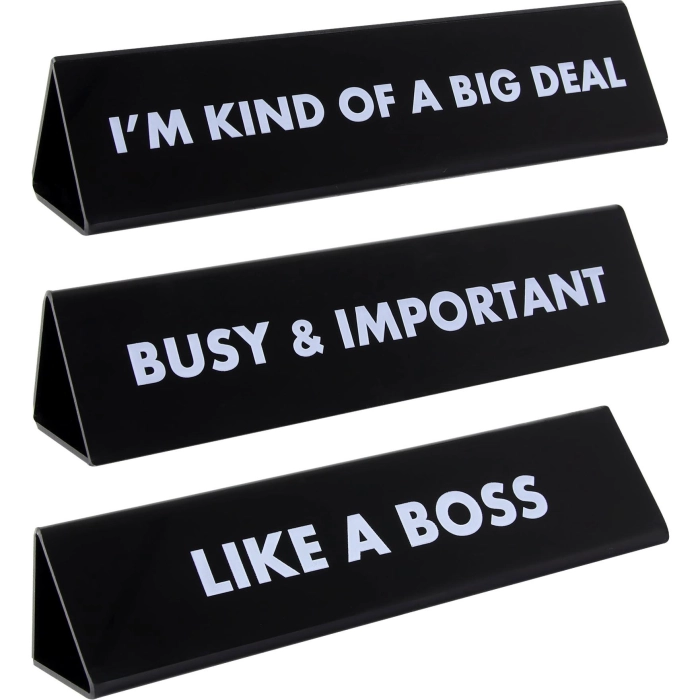 Flea Market 3-Sided Desk Sign Like A Boss (Black)