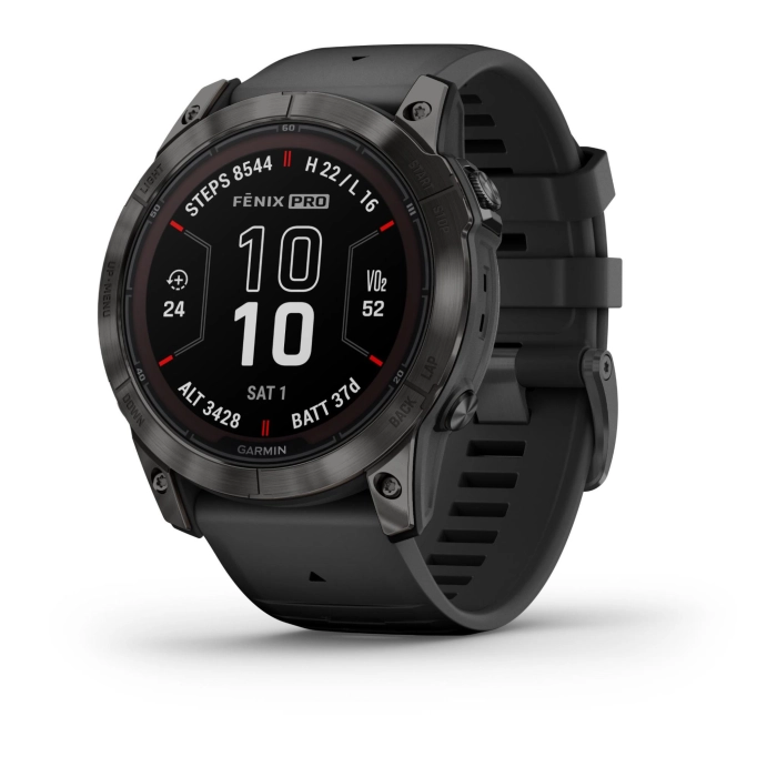 Garmin fenix® 7X Pro Sapphire Solar Edition Carbon Grey Titanium with Black Band