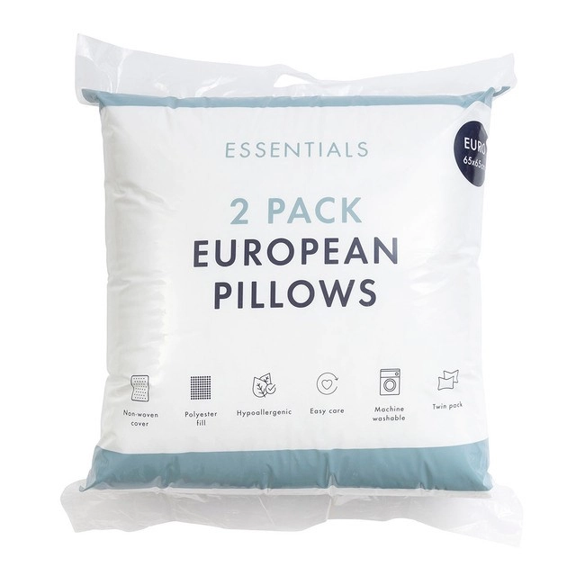 2 Pack European Pillow by Essentials