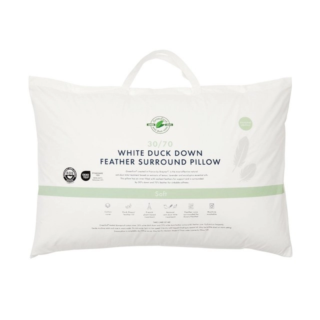 30/70 Duck Down Feather Surround Soft Pillow by Greenfirst®