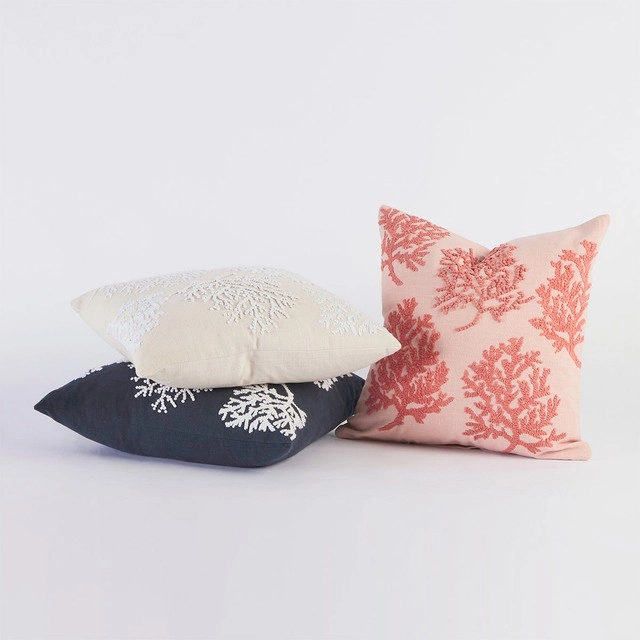 Coral Reef Square Embroidered Cushion by M.U.S.E.